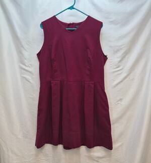 Gap Sleeveless V-Neck Fit & Flare Dress Garnet Burgandy Women's 20 Closet Staple
